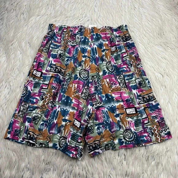 Vintage Christie & Jill Women's M Geo Abstract Printed High Rise Flowy Shorts - Picture 5 of 5